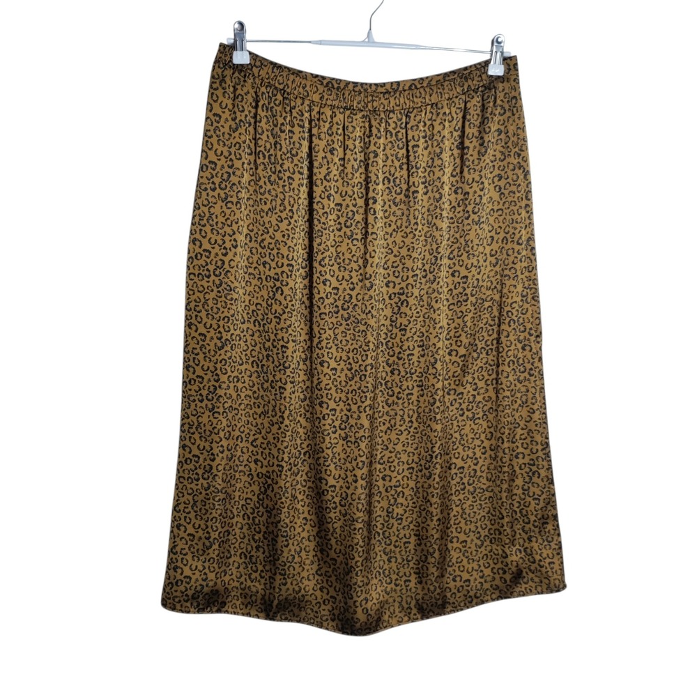 DR2‎ Womens Leopard Print Midi Skirt XL Gold Black Elastic Waist DR40534PDS